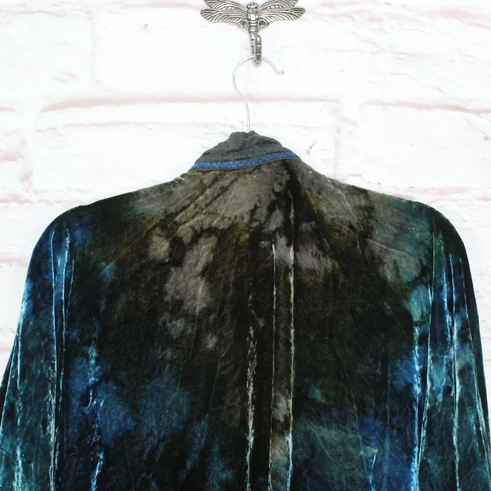 *Womens Blue Cotton Polyester Blend Reversible Open Cardigan Size M - Picture 5 of 8